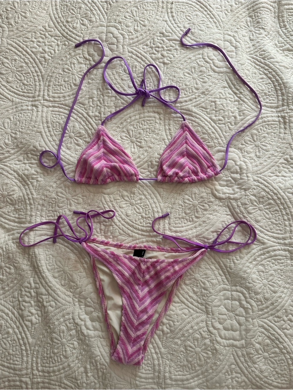 triangl swimwear Pink & Purple Striped Triangle Bikini